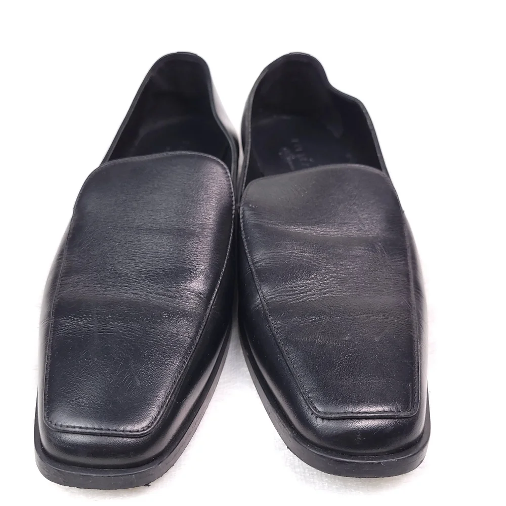 Everlane The 90's Black Leather Square Toe Round Heel Flats Loafers 9